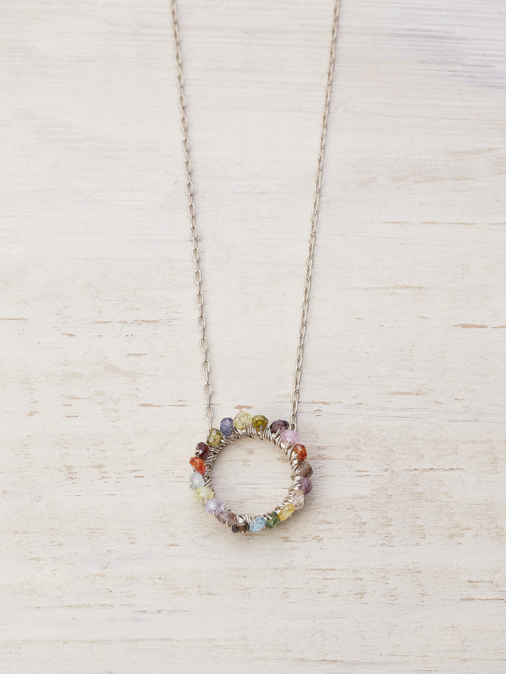 Karma Circle Necklace - Mixed Gems - LUNESSA