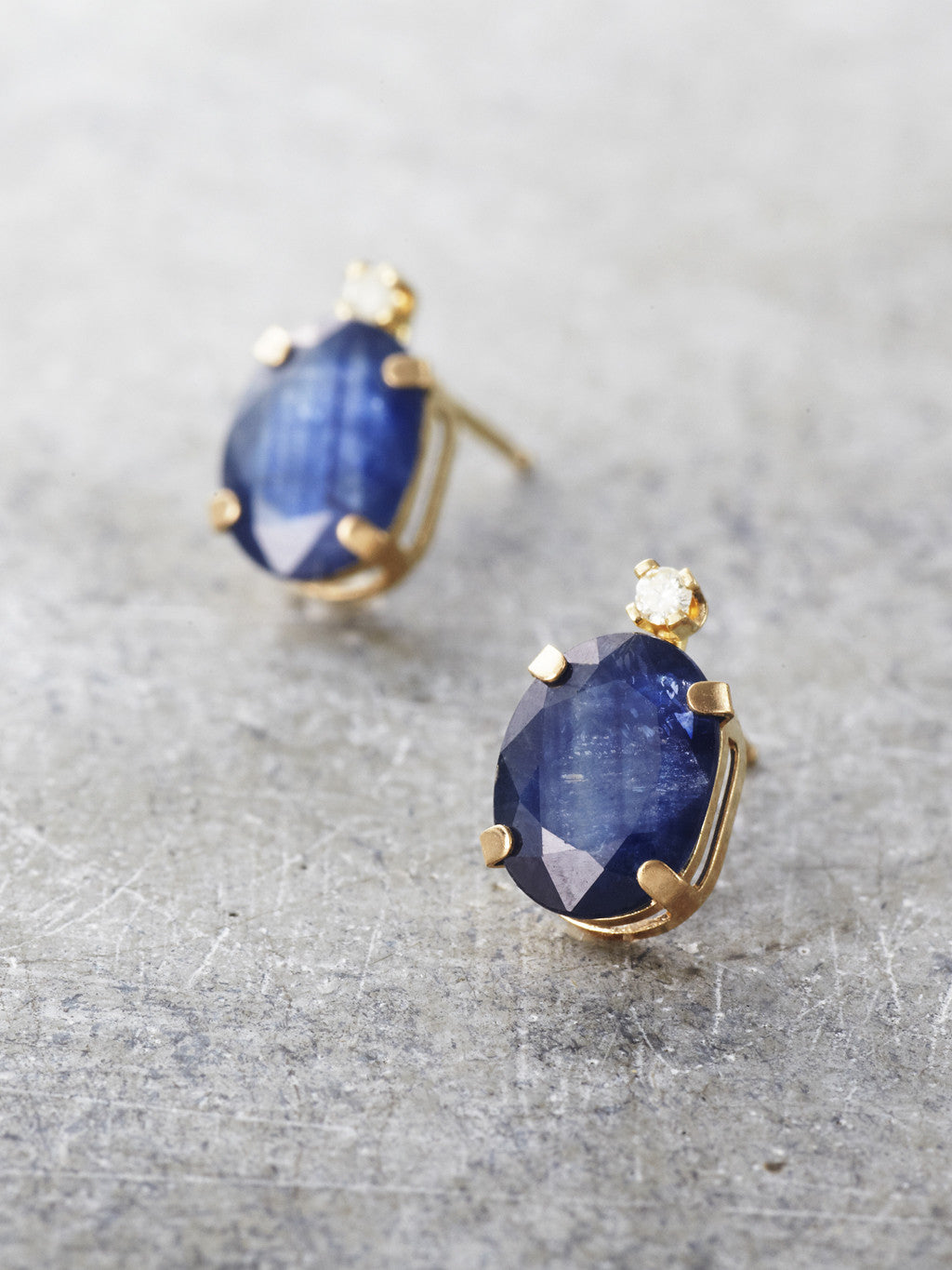 14K Sapphire & Diamond Posts - LUNESSA