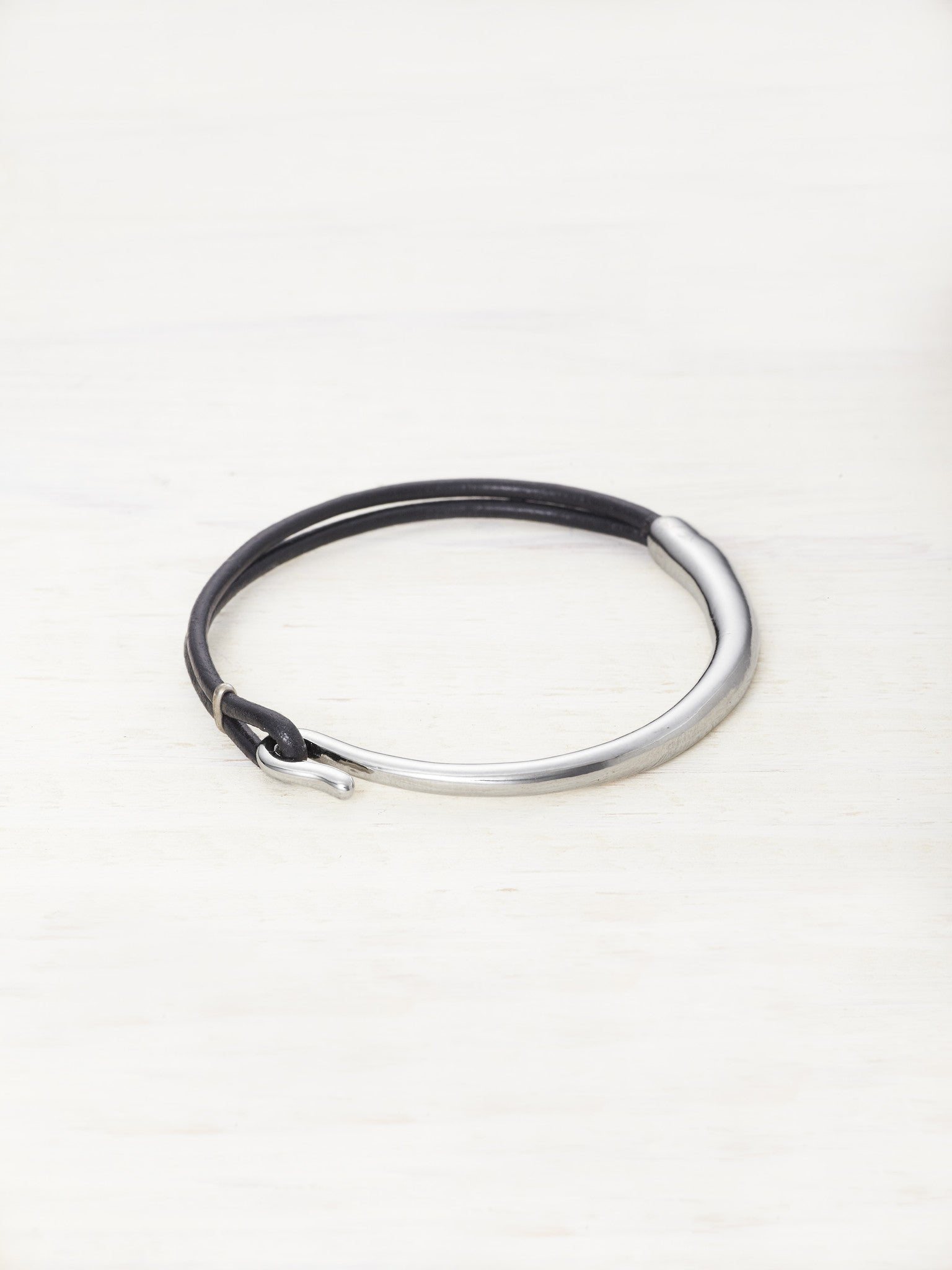 Kids Leather Bar Bracelet - Black