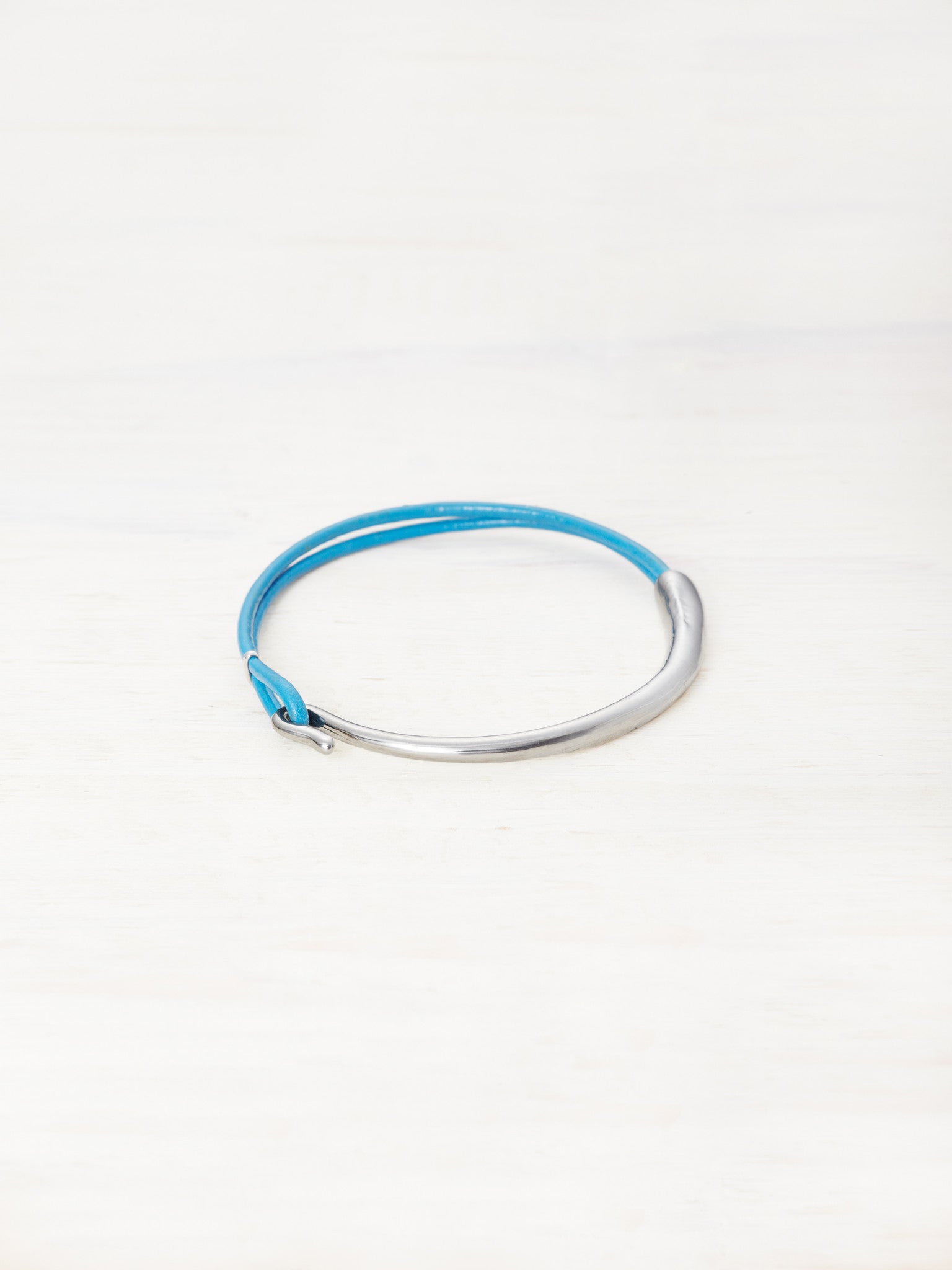 Leather Bar Bracelet - Cobalt
