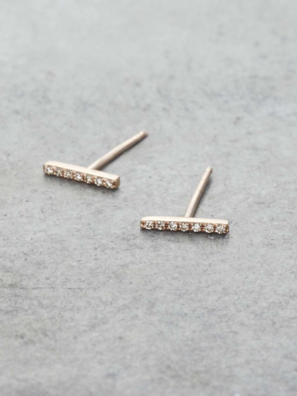 14K Slimline Diamond Bar Posts - LUNESSA
