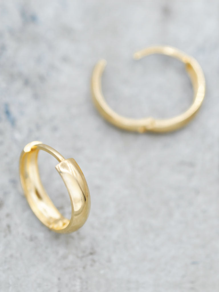 14K Gold 15mm Huggie Hoops