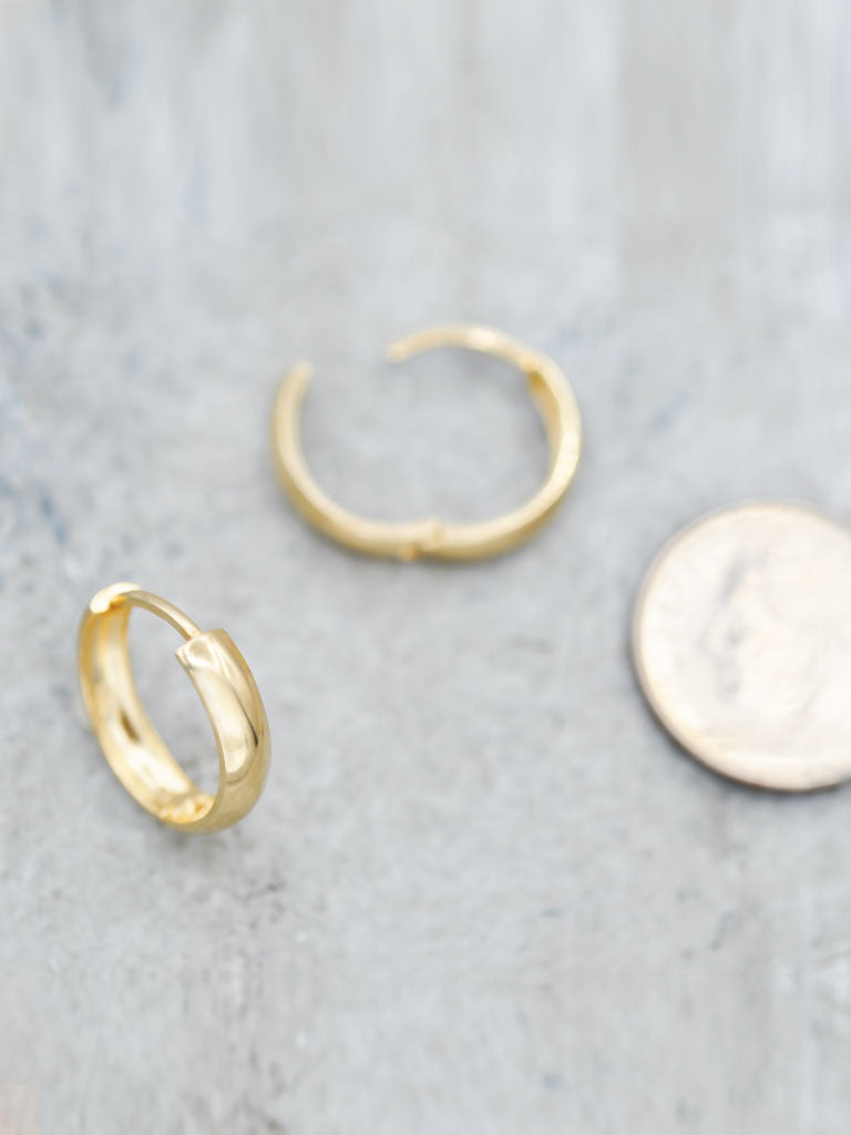 14K Gold 15mm Huggie Hoops