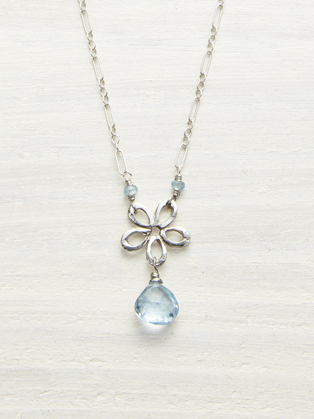 Blue Topaz Daisy Drop Necklace - LUNESSA