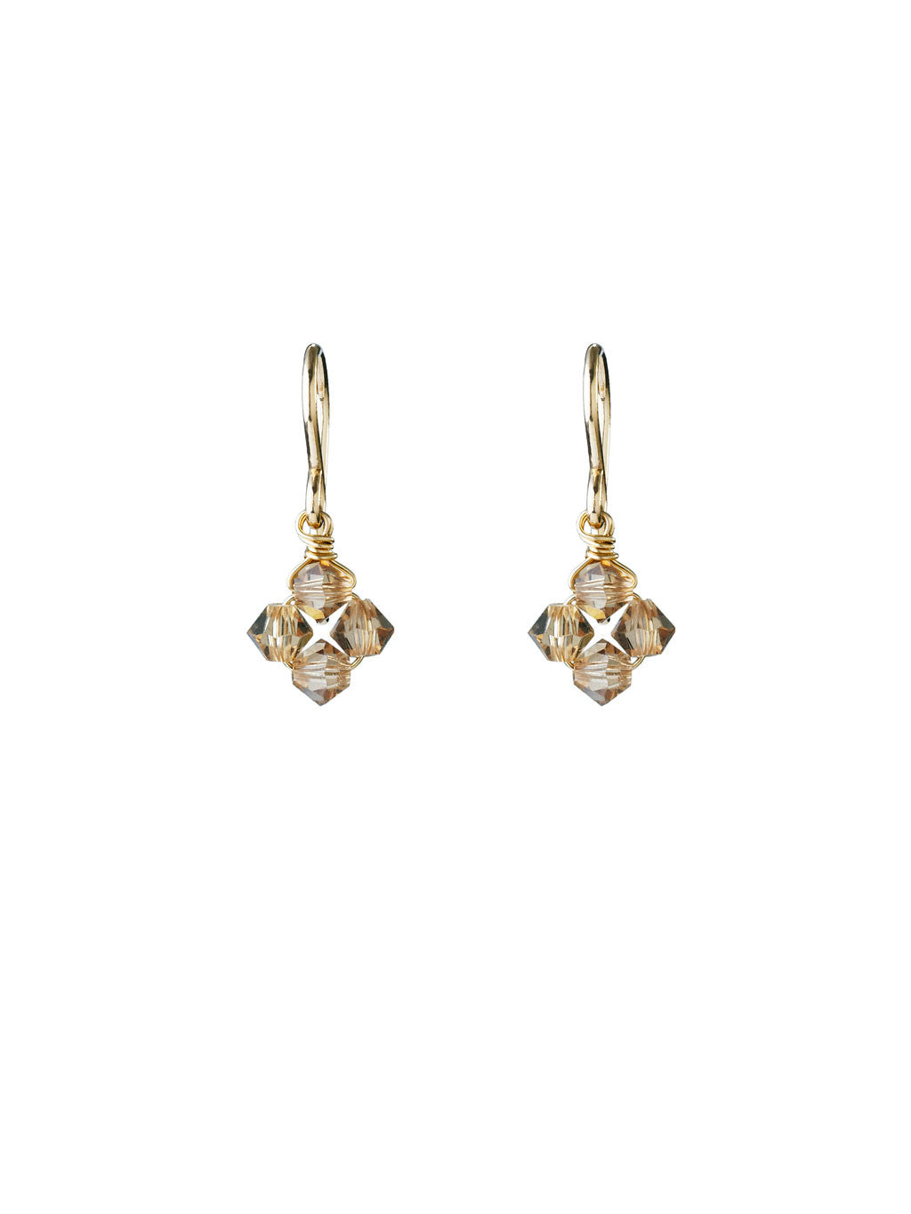 Crystal Diamond Clover Earrings - Light Topaz - LUNESSA