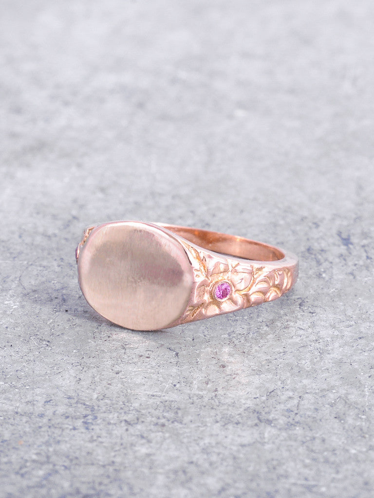 Ruby Flowers Signet Ring