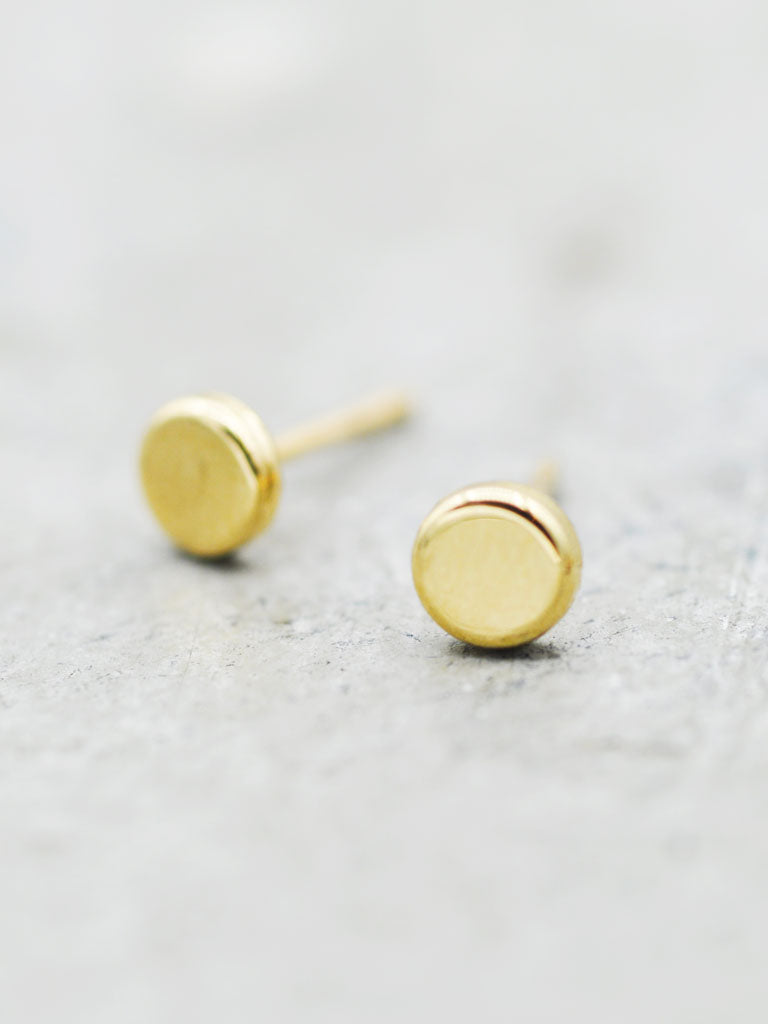 14K Gold Petite Flat Disk Posts - 6.5mm