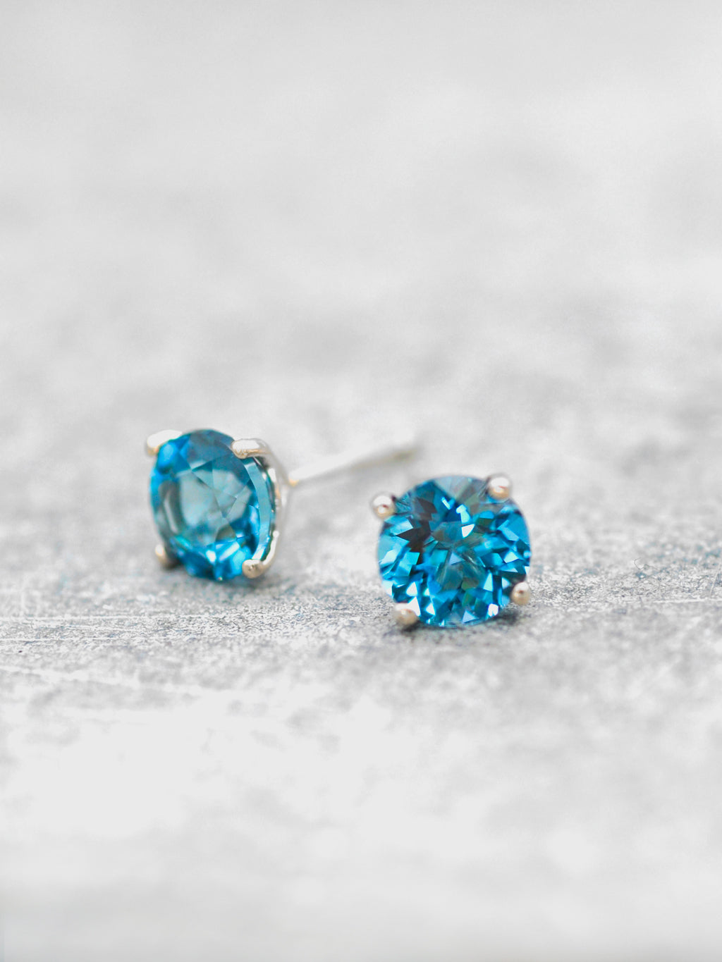 14K London Blue Topaz Post Earrings - 6mm