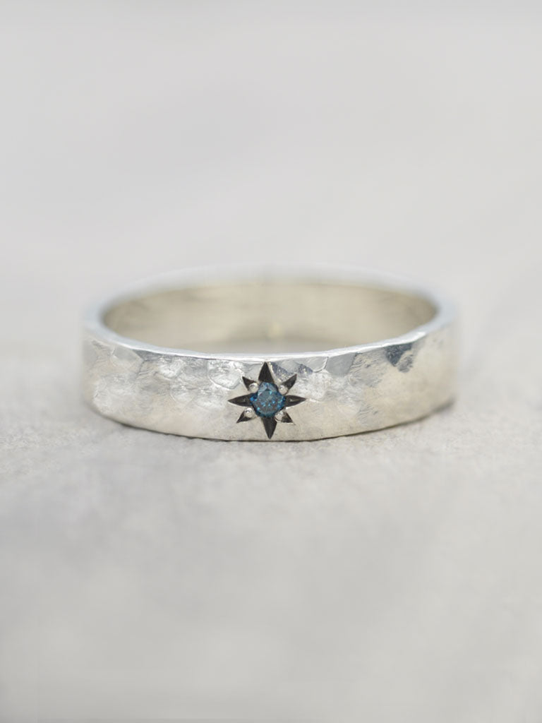 5mm Rustic Blue Diamond Star Band