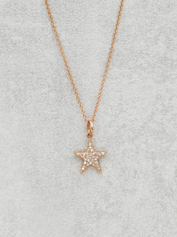 14K Pave Diamond Star Necklace