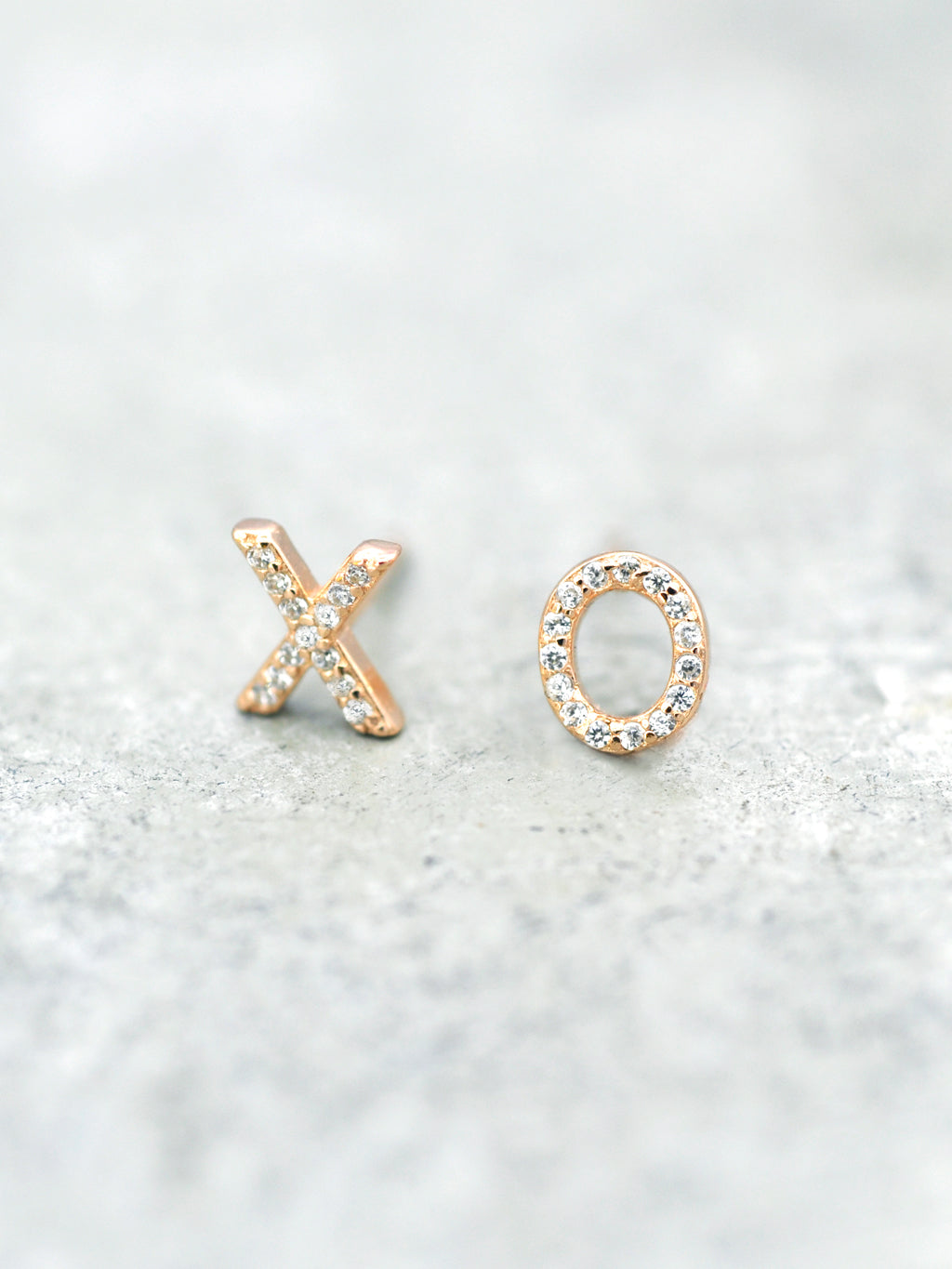 14K Gold Vermeil XO Post Earrings - CZ