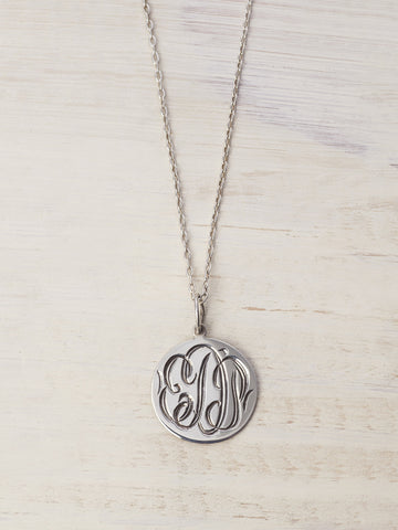 Hand Engraved Monogram on Disk Necklace - LUNESSA
