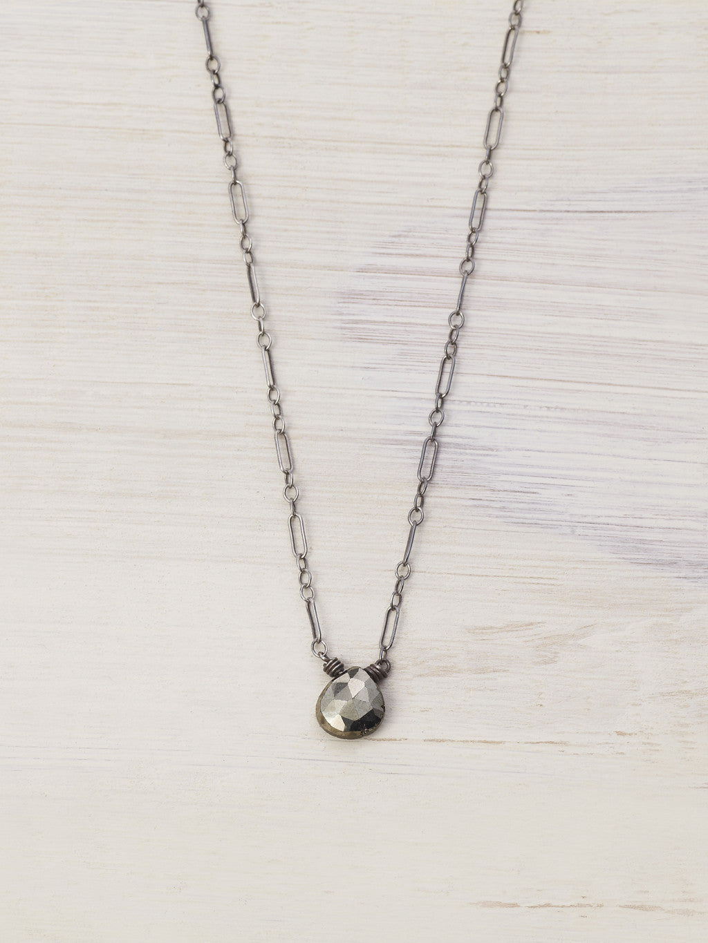Tiny Antiqued Pyrite Gem Necklace - LUNESSA