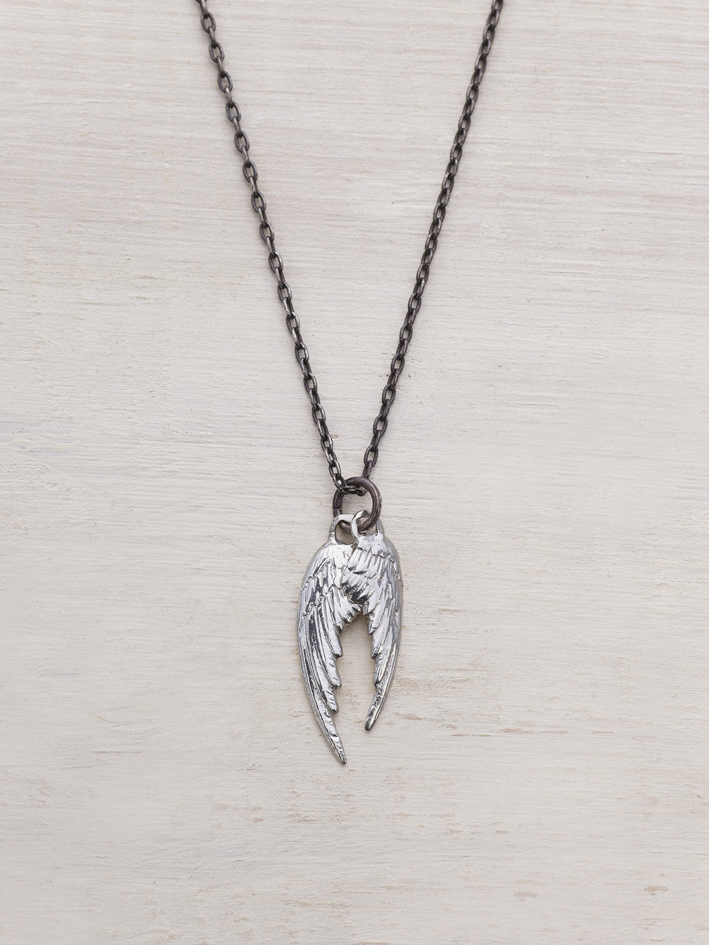 Antiqued Silver Angel Wings Necklace - LUNESSA