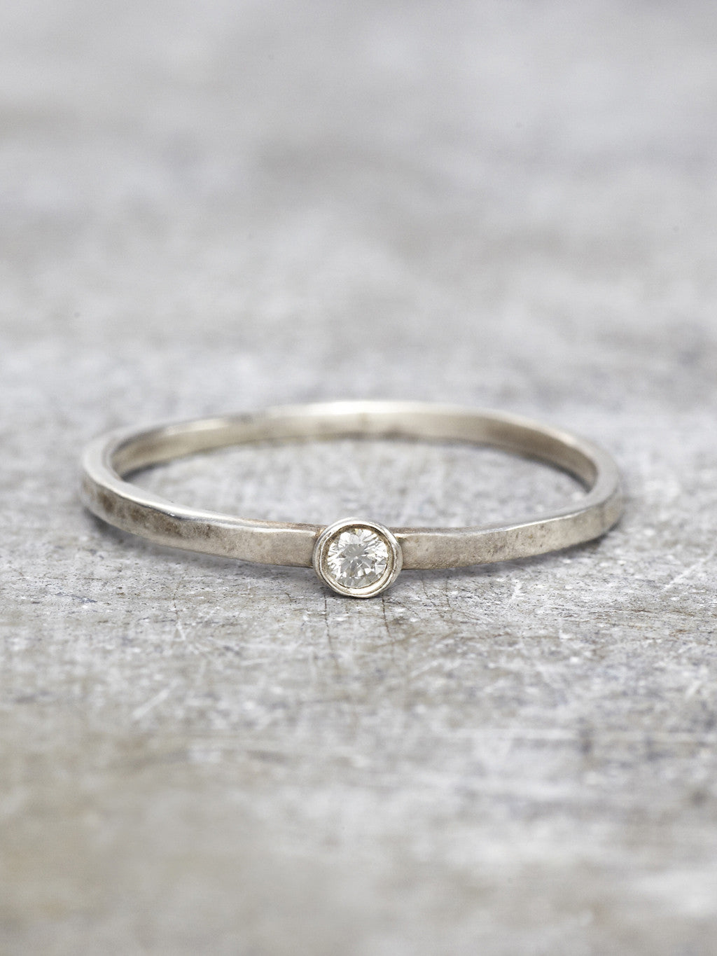 Delicate Diamond Solitaire Stacking Rings - LUNESSA