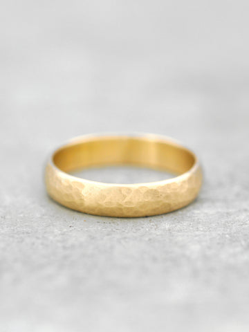14K 6mm Hammered Rounded Matte Finish Band