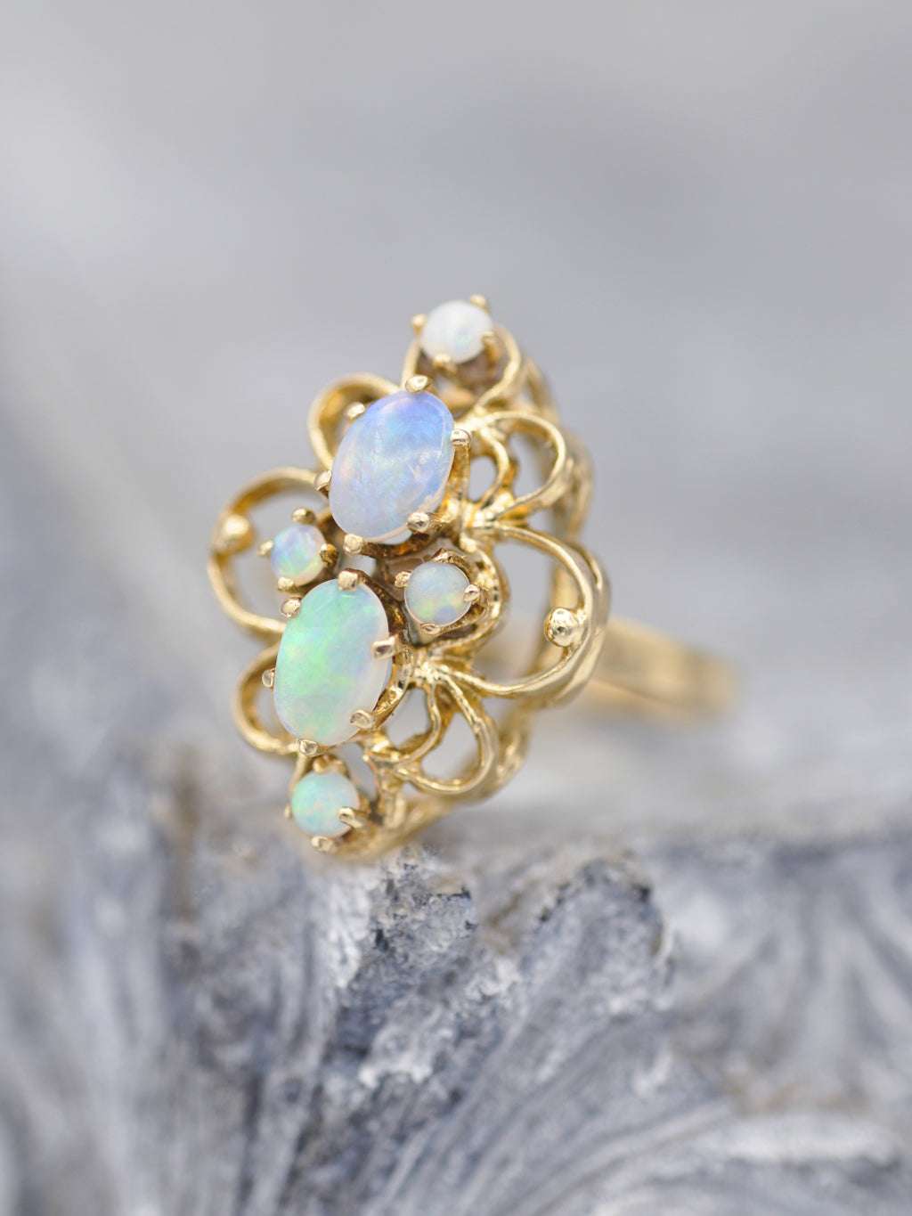 14K Antique Opal Marquis Ring LUNESSA