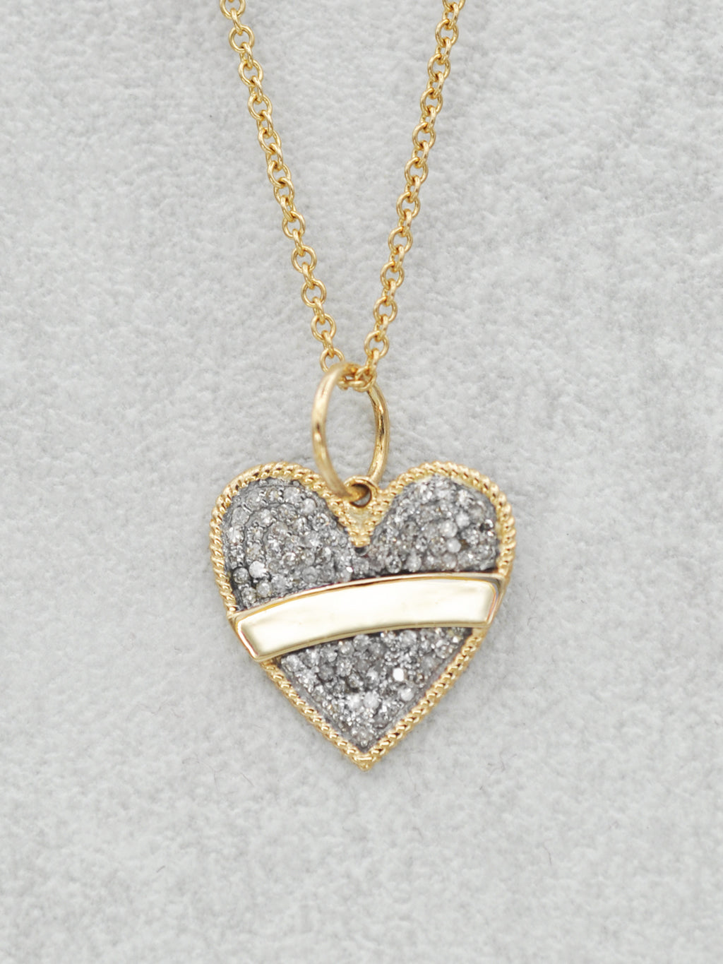 14K Diamond Banner Heart Necklace
