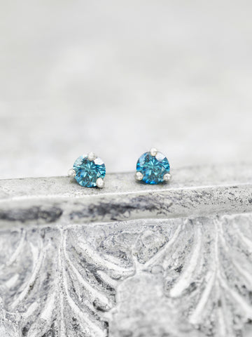14K Blue Diamond Martini Post Earrings