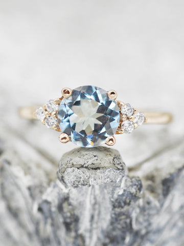 14K Caroline Aquamarine & Diamond Ring
