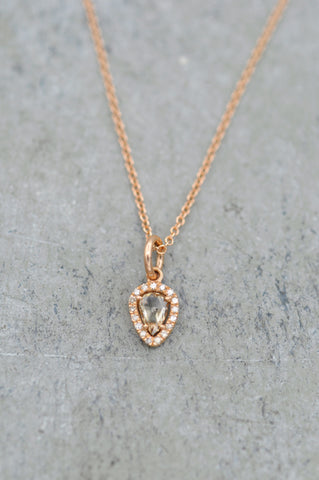 14K Rosecut Diamond Halo Necklace 