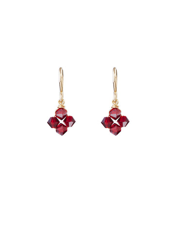 Crystal Diamond Clover Earrings - Scarlet - LUNESSA