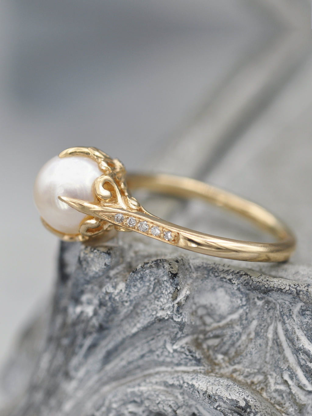Flowering Akoya Pearl & Diamond Ring