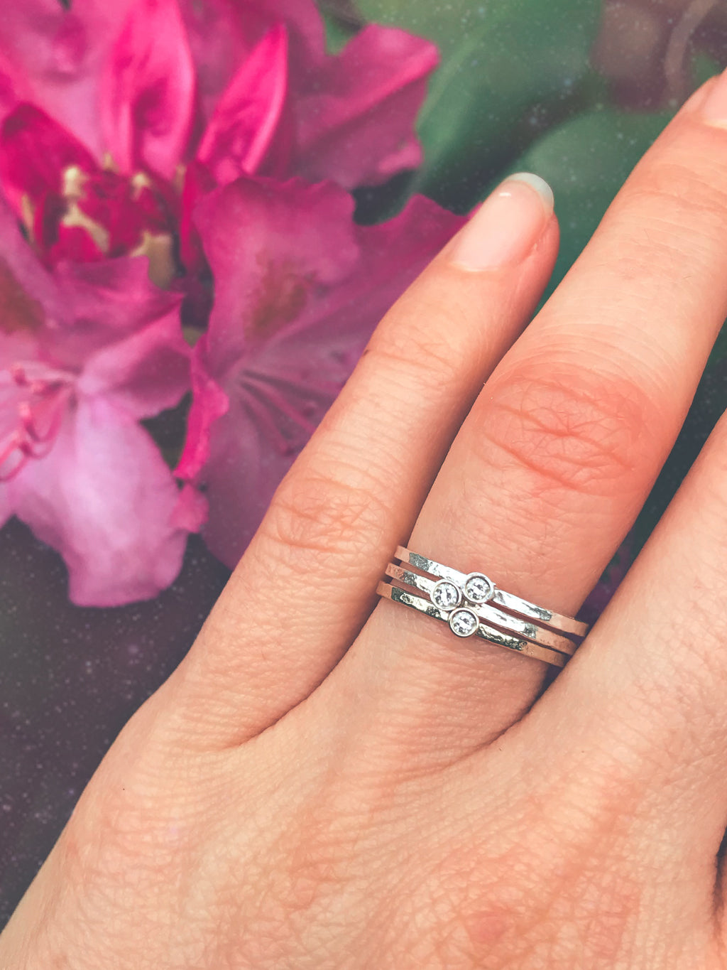 Delicate Diamond Solitaire Stacking Rings | LUNESSA