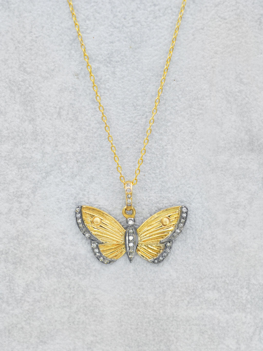 14K Diamond Golden Butterfly Necklace LUNESSA