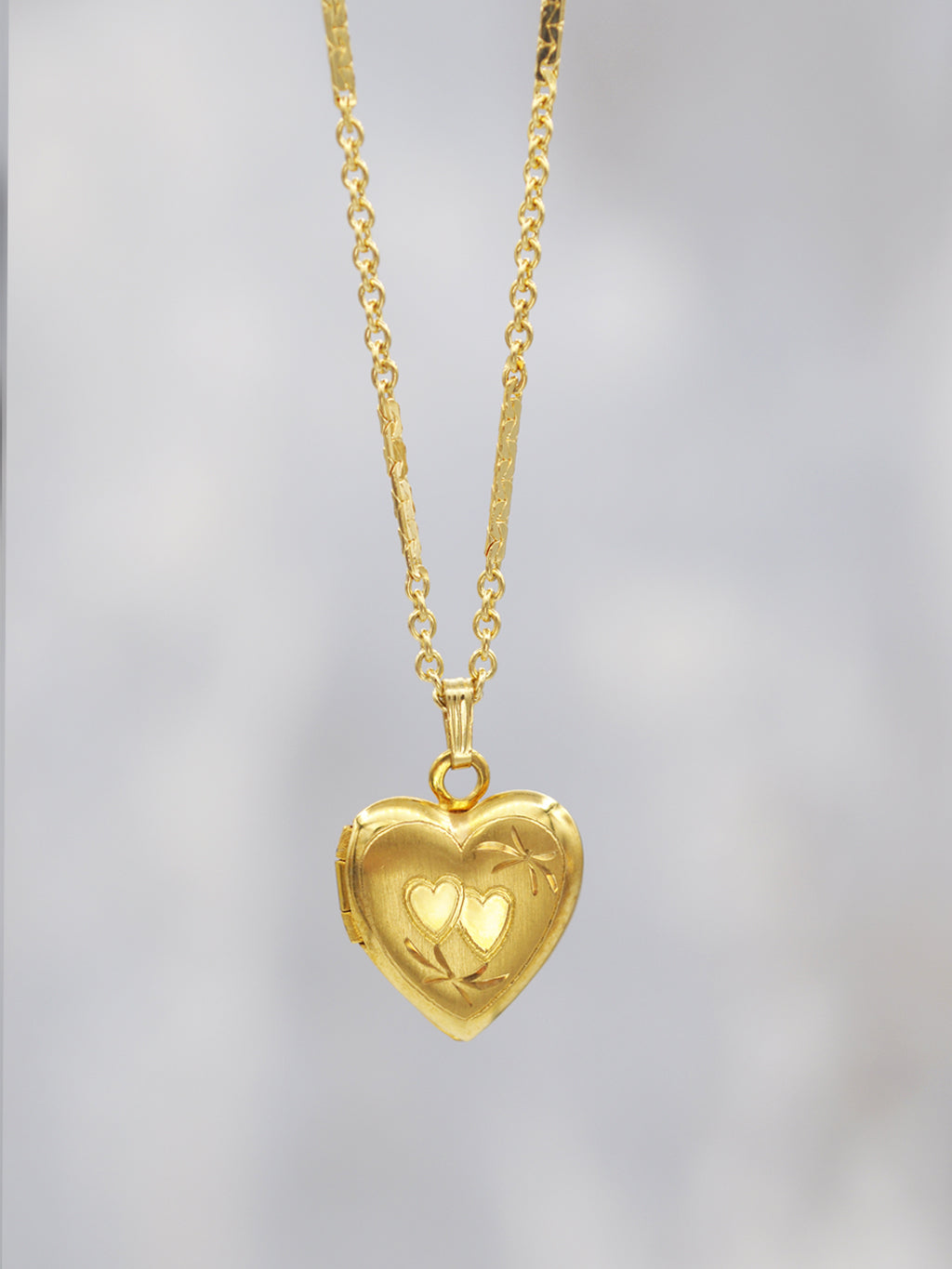 14K Goldfill Double Heart Locket