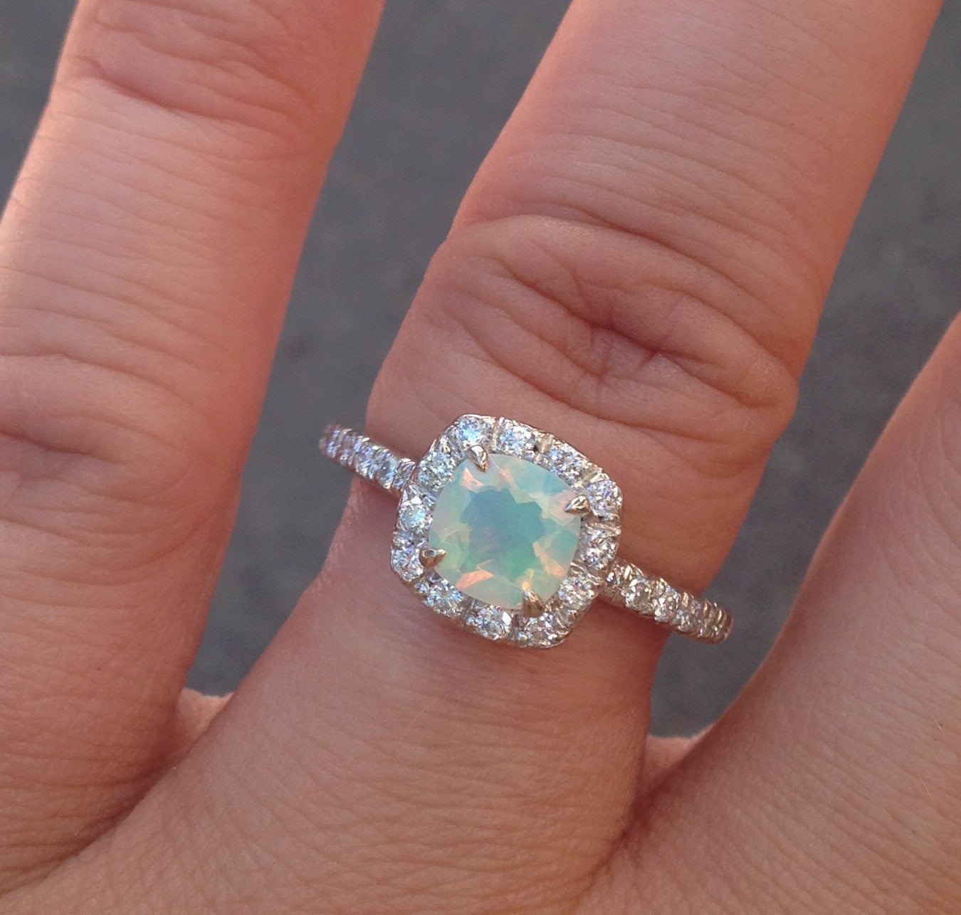Heavenly Opal Halo Ring- on hand