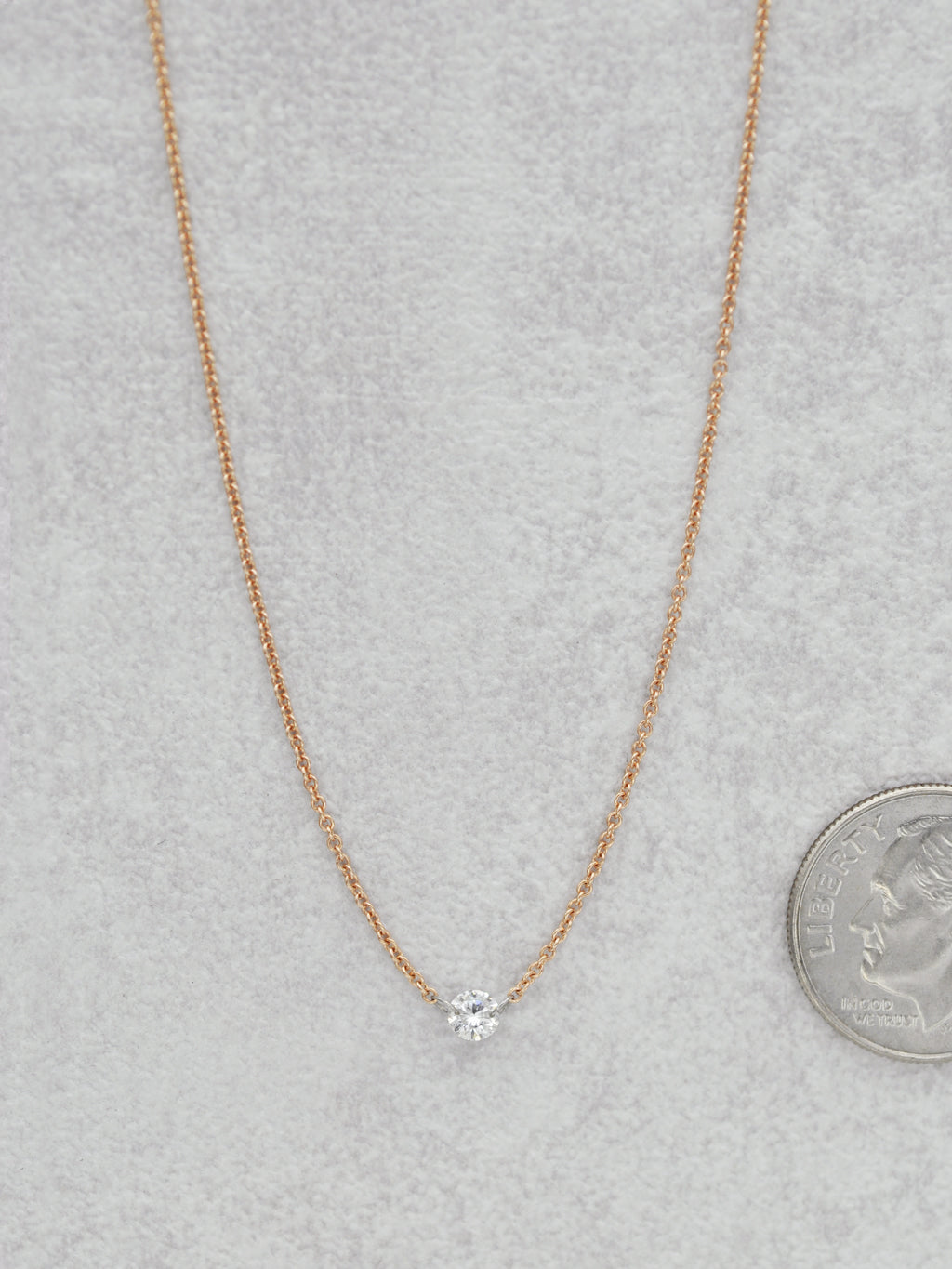 14K Floating Diamond Necklace .15 CT