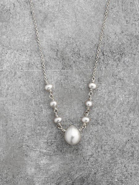 Georgia Freshwater Pearl Teardrop Necklace - White Pearls