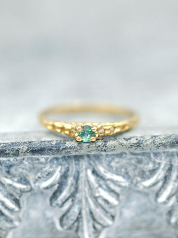 14K Precious Green Sapphire Baby Ring
