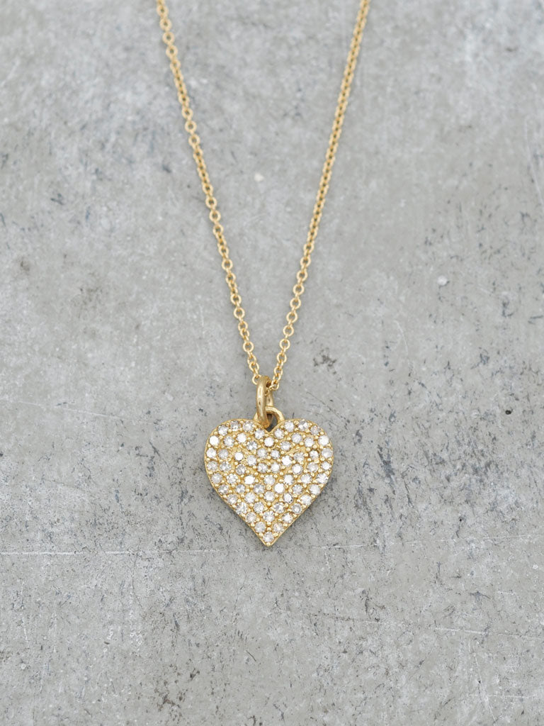 14K 12mm Pave Diamond Heart Necklace