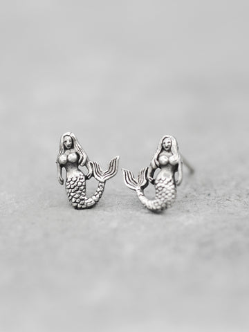 Sterling Silver Mermaid Post Earrings