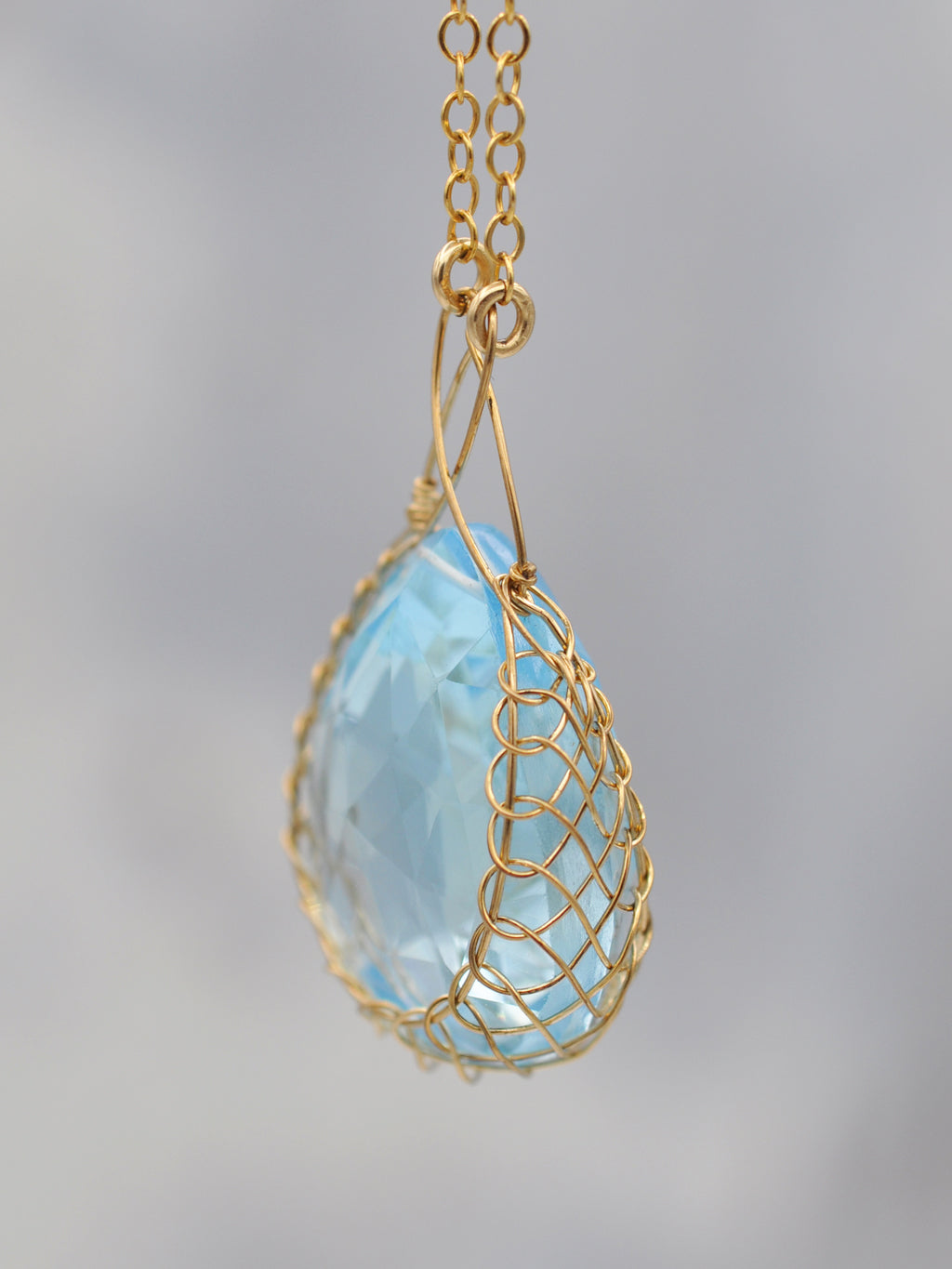 Swiss Blue Topaz Basket Necklace