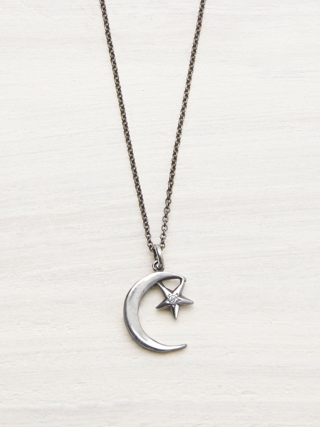 Moon & Star Diamond Necklace - LUNESSA