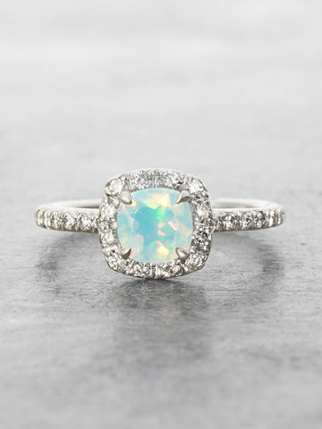 Heavenly Opal Halo Ring front view