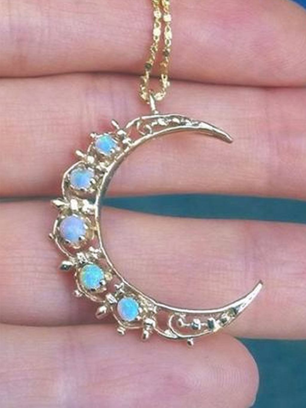 Moon Necklace, 14ksolid Yellow Gold Crescent Moon Necklace, Mother of Pearl Moon  Necklace, Moon Pendant - Etsy