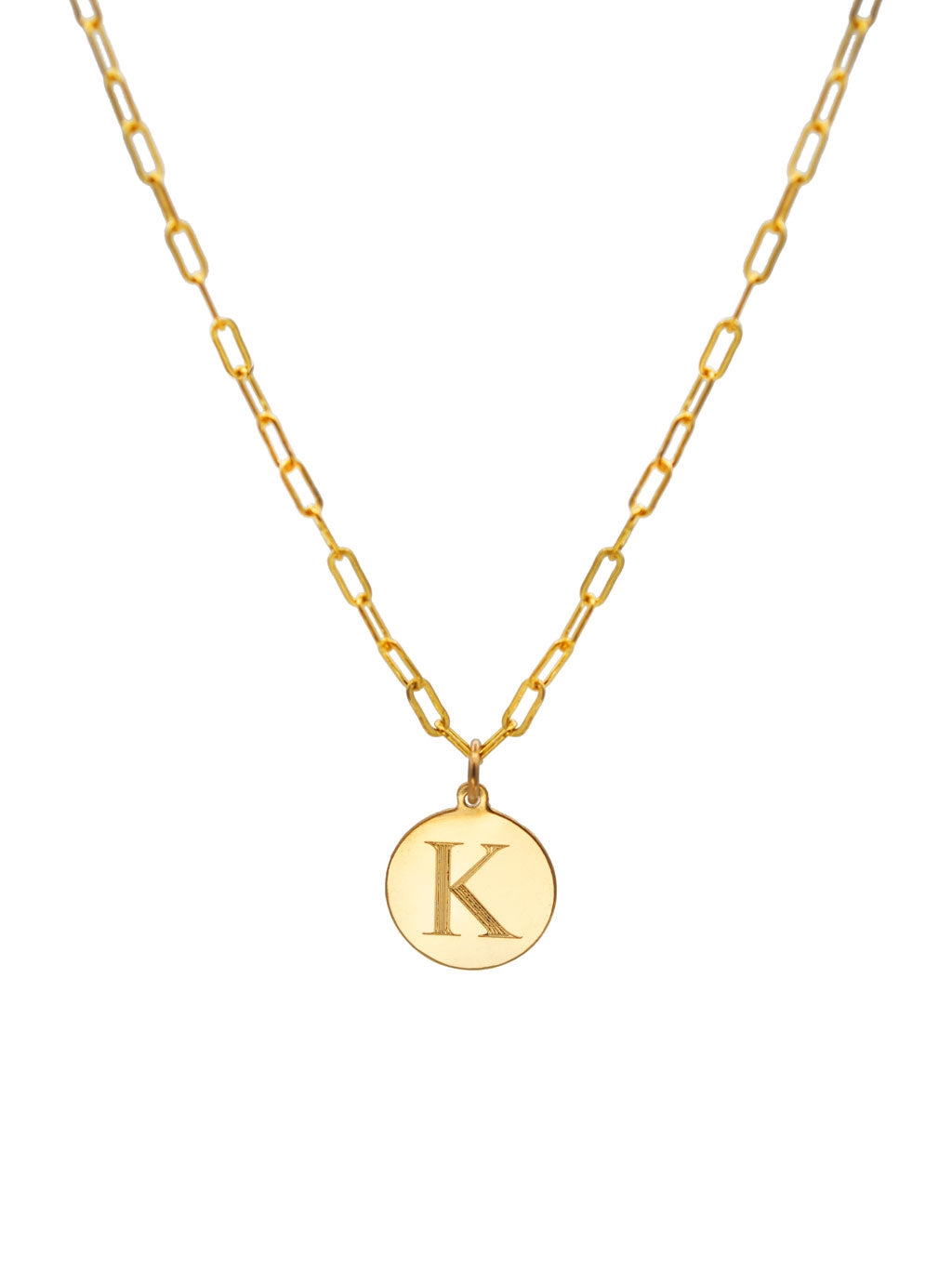 14K Goldfill Engraved Initial Paperclip Necklace