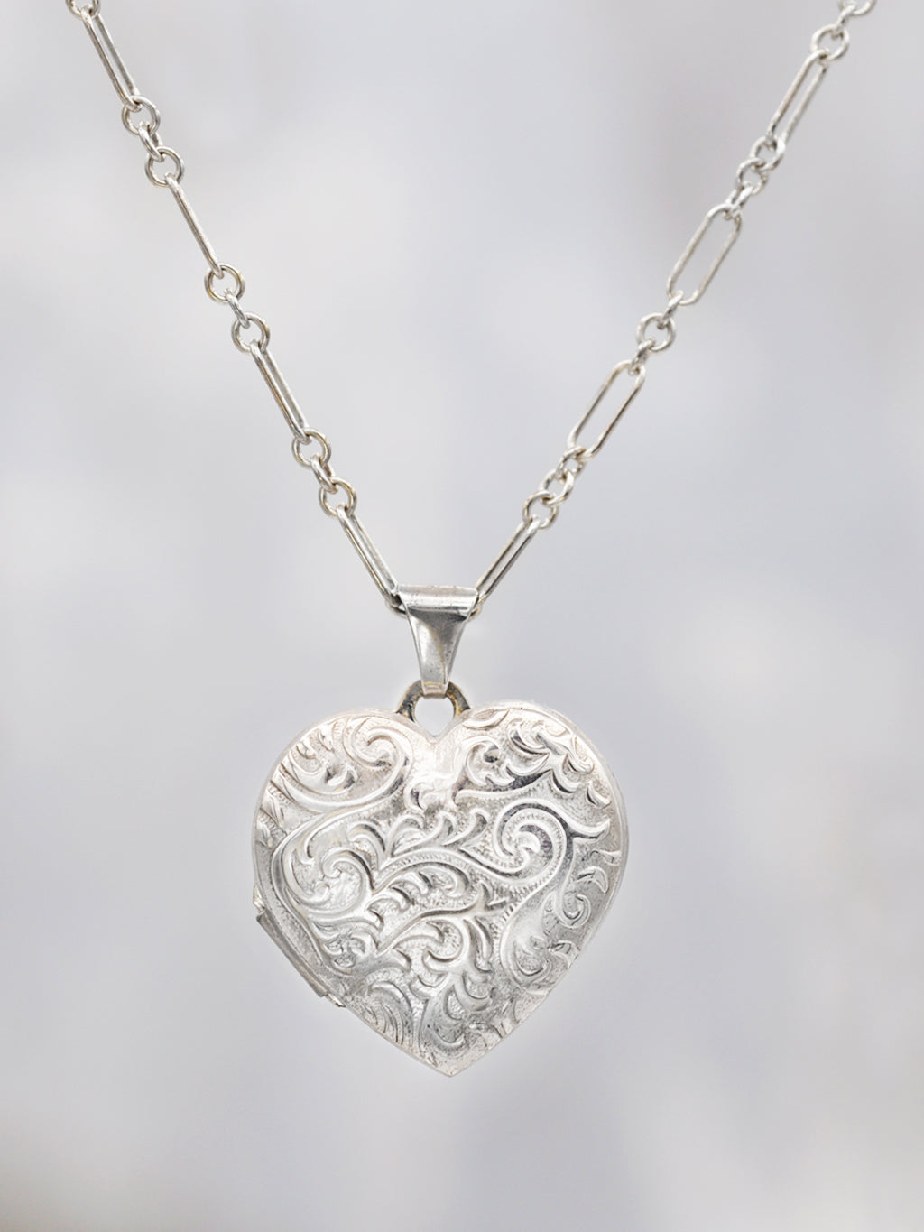 Sterling Silver Puffy Heart Locket Necklace | LUNESSA