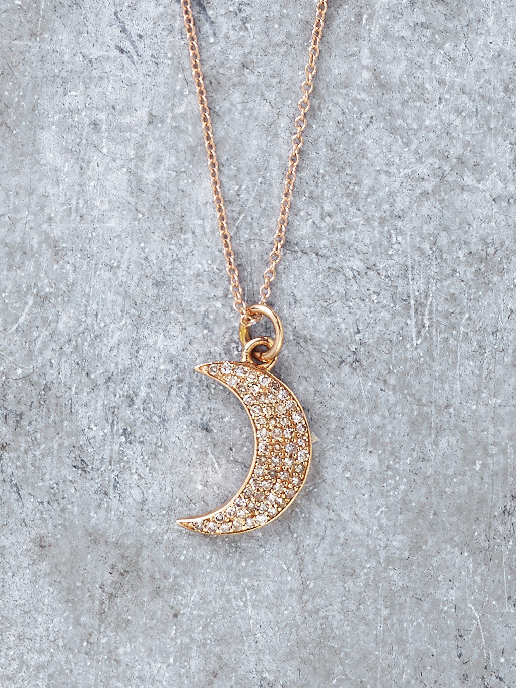 14K Diamond Crescent Moon Necklace LUNESSA - Main Image