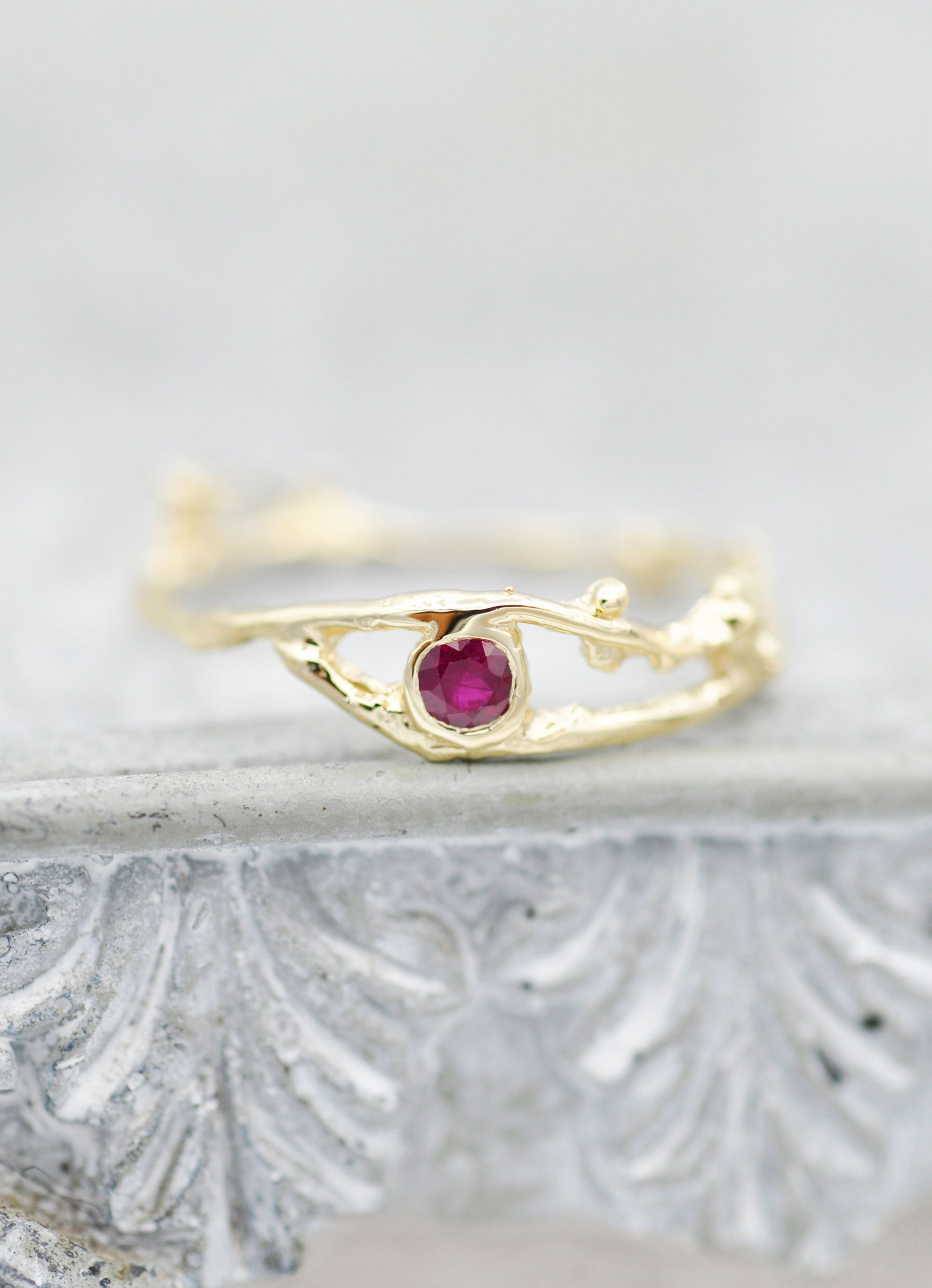 14K Enchanted Fairy Branch Ring - Ruby