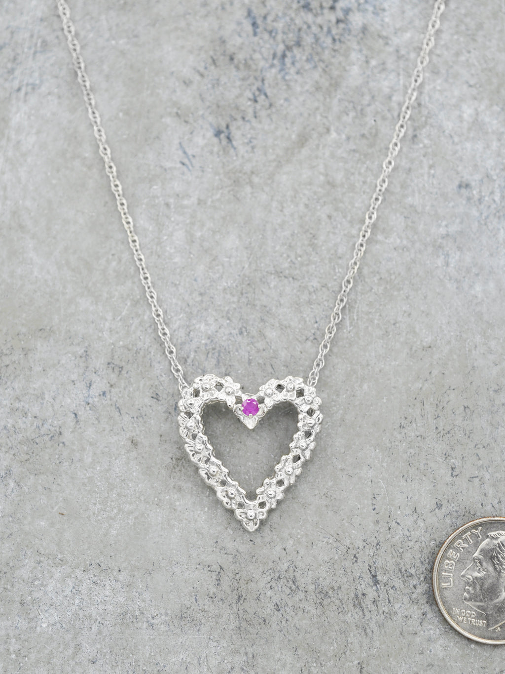 Ruby Floral Open Heart Necklace