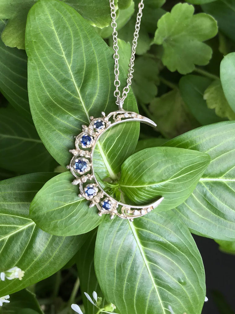 Sapphire Crescent Moon Necklace