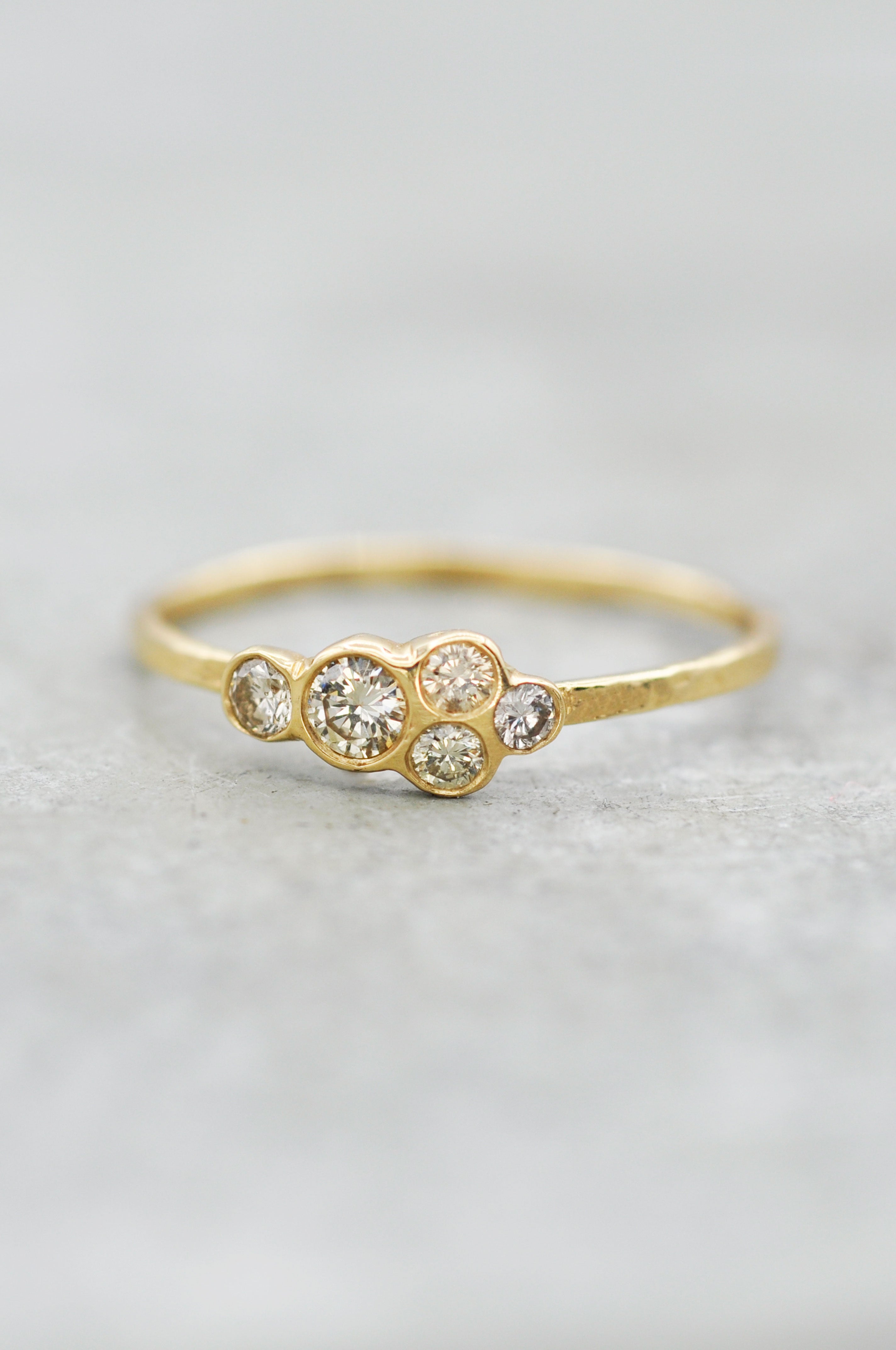 14K Champagne Diamond Cluster Ring