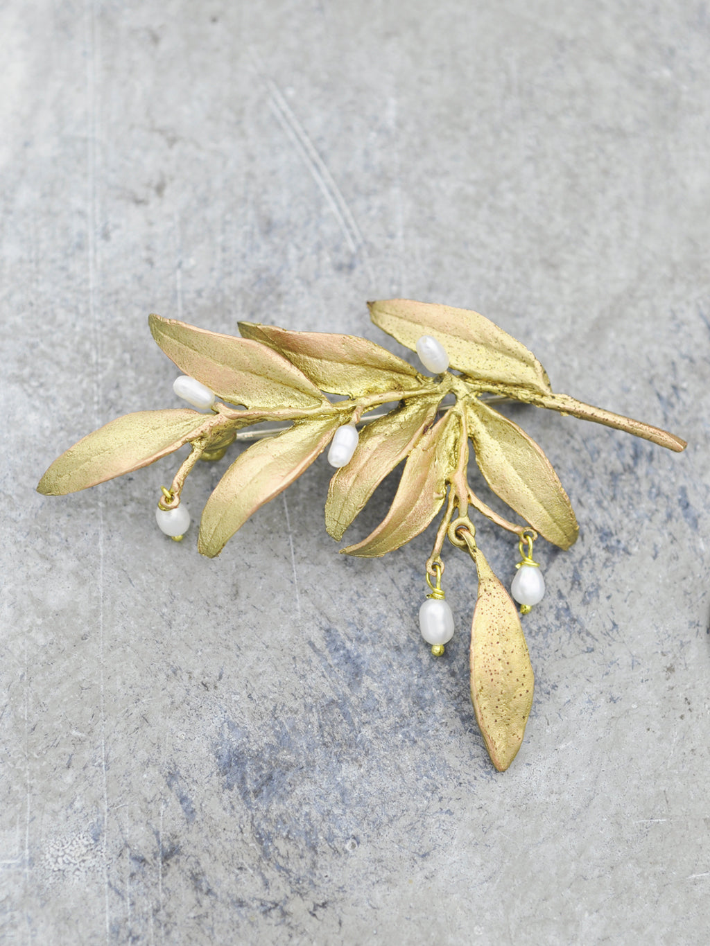 Tapestry Leaves - Bronze and Freshwater Pearl Brooch