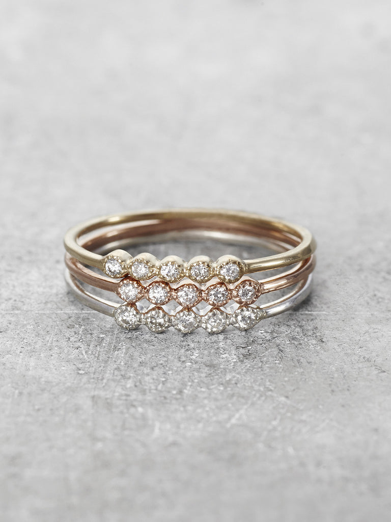 14K Daisy Diamond Stacking Rings | LUNESSA