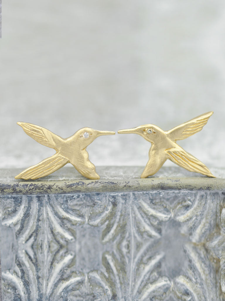 Diamond Hummingbird Post Earrings